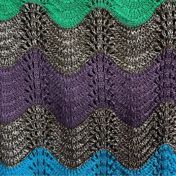 Apple Bottoms Womens Y2K Sweater Knit Zig Zag Brown Green Crewneck Long Sleeve - Picture 6 of 15